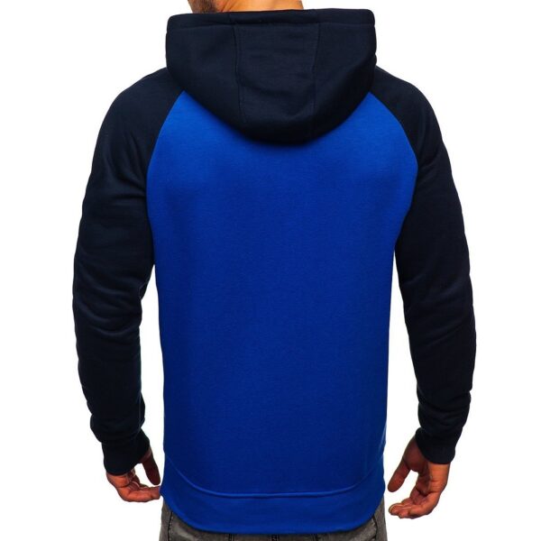Billiga hoodies - Herrtröjor med luva blå bakifrån