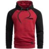 Röd JHNsport hoodie med svarta ärmar framifrån