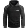 Svart JHNsport hoodie med mörkgråa ärmar framifrån