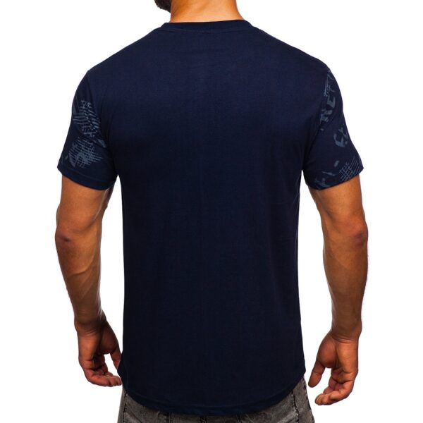 Mörkblå kortärmad tröja - Herr t-shirt bakifrån