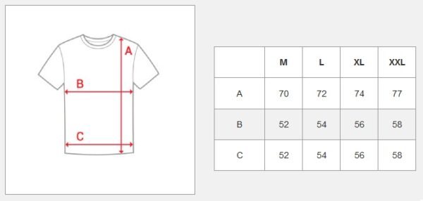 Svart kortärmad tröja - Herr t-shirt storlekstabell