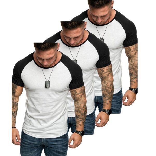 3Pack vita t-shirts med svarta ärmar och axlar framifrån