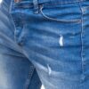 Blåa herrshorts - Jeansshorts med slitningar zoomad