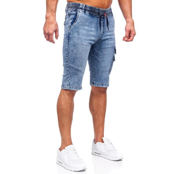 Blåa jeansshorts herr med en extra cargoficka från sidan