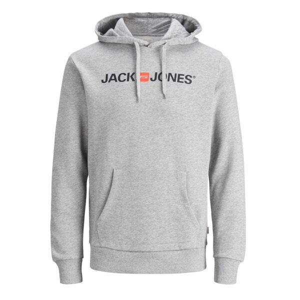 Ljusgrå hoodie Jack & Jones herrtröja framifrån