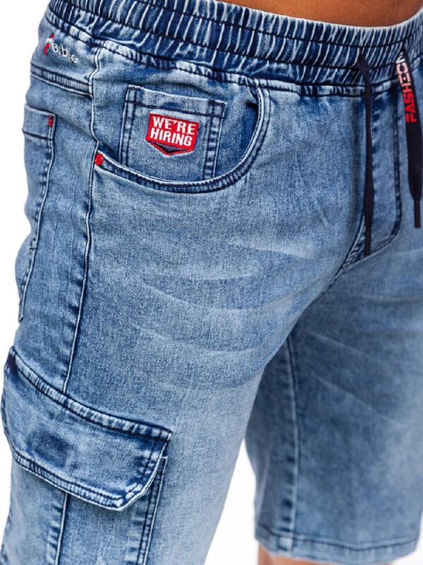 Ljusblåa jeansshorts - Herrshorts med benfickor zoomad