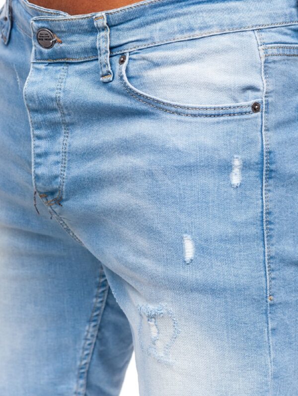 Ljusblåa jeansshorts - Slitna herrshorts zoomad