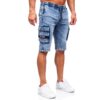 Blåa jeansshorts med cargofickor - Herrshorts från sidan