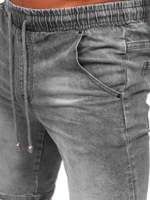Jeansshorts med snörning - Grafitgråa herrshorts zoomad