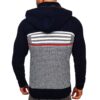 Mörkblå zip hoodie - Stickad med avtagbar huva bakifrån