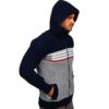 Mörkblå zip hoodie - Stickad med avtagbar huva sidan