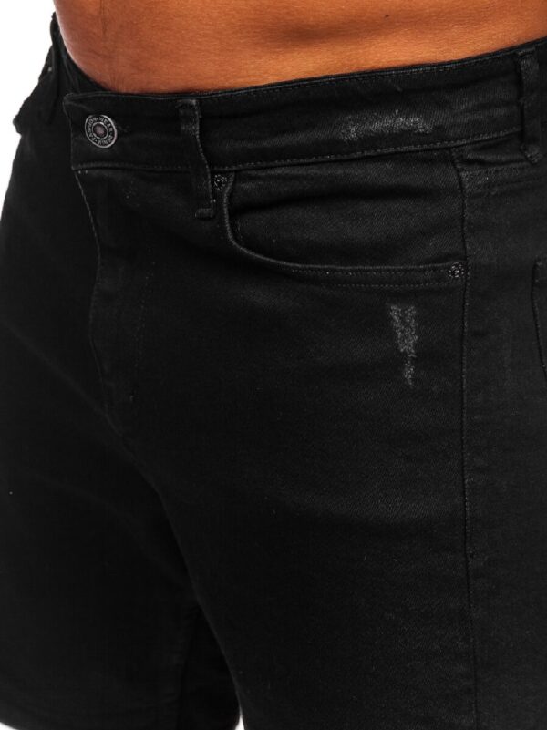 Diskret slitna jeansshorts Svart herr zoomad