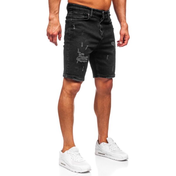 Sliten shorts modell - Svarta jeansshorts sidan