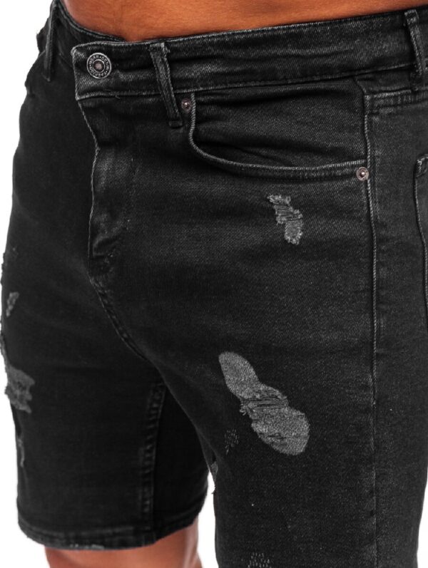 Sliten shorts modell - Svarta jeansshorts zoomad
