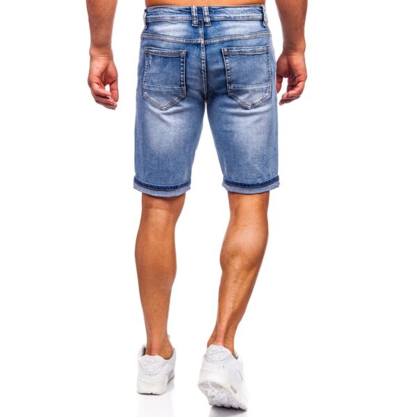 Slitna shorts herr - Ljusblåa jeansshorts bakifrån