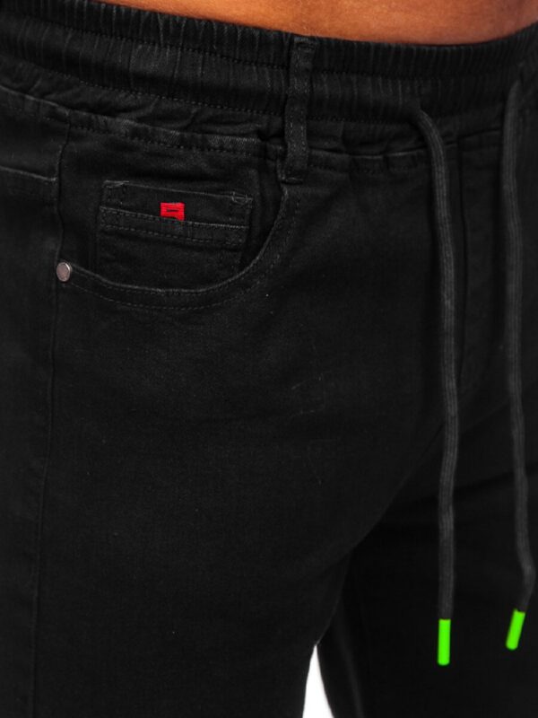 Jeans herrshorts - Svarta med resår zoomad