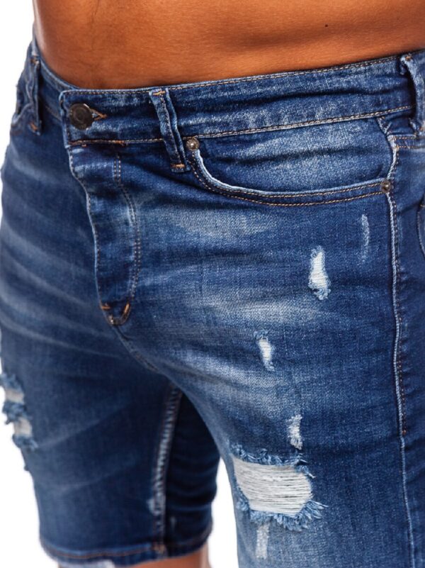Blåa shorts - Slitna jeansshorts zoomad