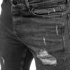 Slitna jeansshorts - Urtvättad svart zoomad