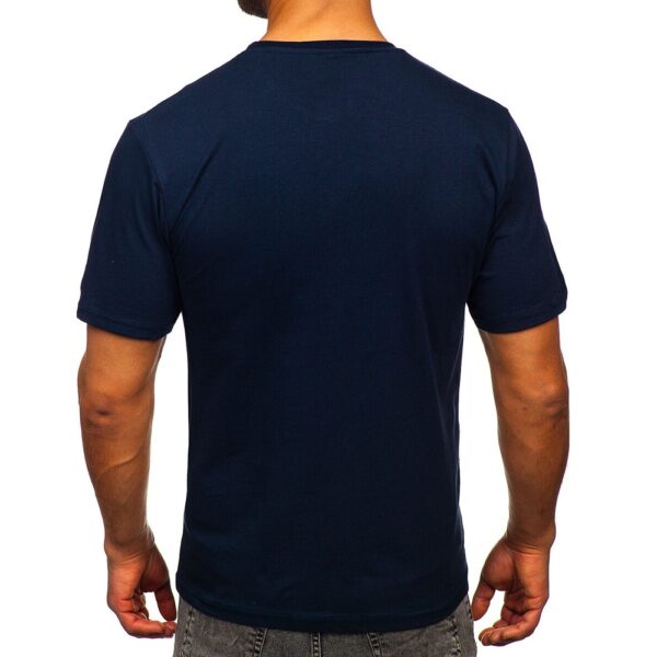 T-shirt Mörkblå - Färgglatt mönster herr bakifrån