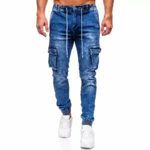 JHN - Blåa jeans med cargofickor