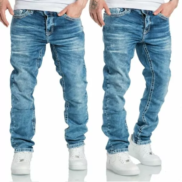 Ljusblåa Jeans Herr - Billiga sköna jeans online - straight fit med stretch