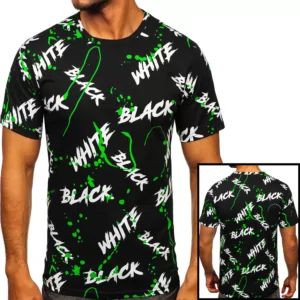JHN - T-shirt printed Black & White grön