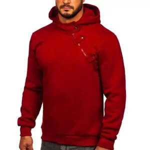 Herr zip hoodie - vinröd herrtröja med luva
