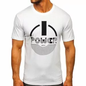 tshirt printed herrtröja 129 kr - vit T-shirt power