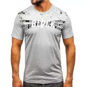 Ljusgrå printed T-shirt med tryck - Herrtröja