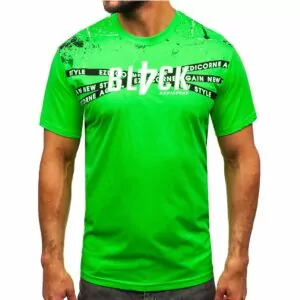 Neongrön printed T-shirt med tryck - Herrtröja