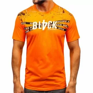 Orange printed T-shirt med tryck - Herrtröja