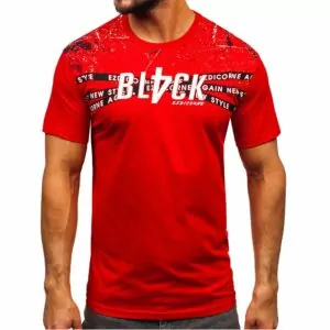 Röd printed T-shirt med tryck - Herrtröja