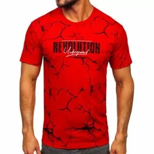 Billig T-shirt - Röd Herrtröja revolution med tryck