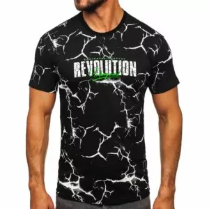 Billig T-shirt - svart Herrtröja revolution med tryck