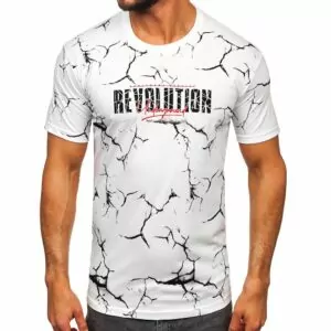 Billig T-shirt - vit Herrtröja revolution med tryck