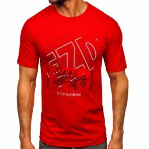 Printed röd T-shirt - Herrtröja med tryck
