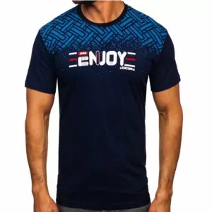 Mörkblå T-shirt Enjoy Printed - Herrtröja