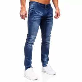 Blåa slim fit jeans herr