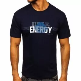 Mörkblå printed t-shirt - Herrkläder framifrån