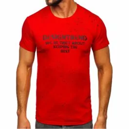 Röd med tryck och svarta detaljer - Herr t-shirt framifrån