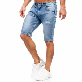 Ljusblåa shorts - Lätt slitna jeansshorts
