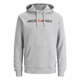 Ljusgrå hoodie Jack & Jones herrtröja