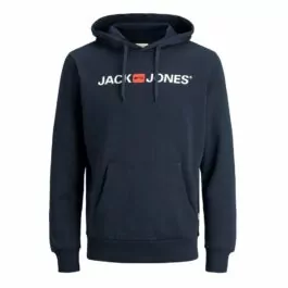 Mörkblå hoodie med logotryck JACK & JONES