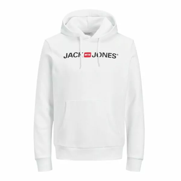 Jack & Jones vit hoodie med tryck framifrån