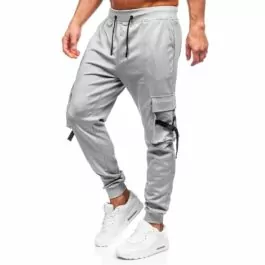 Ljusgråa sweatpants - Polyester mjukisbyxor