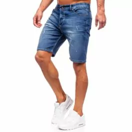 Mörkblå jeansshorts - Lätt slitna herrshorts