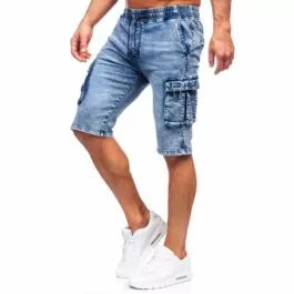 Blåa jeansshorts med cargofickor - Herrshorts