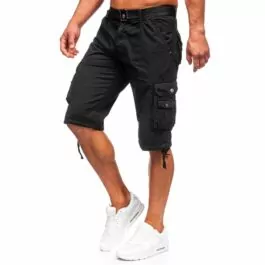 Svarta shorts med många fickor - Herrshorts