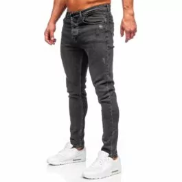 Herrjeans med slitningar - Grafitgråa jeans