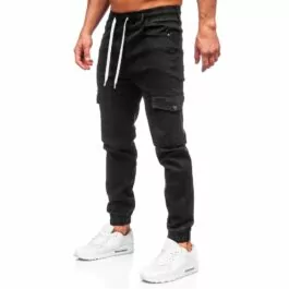 Byxa med benfickor - Svarta jeans joggers